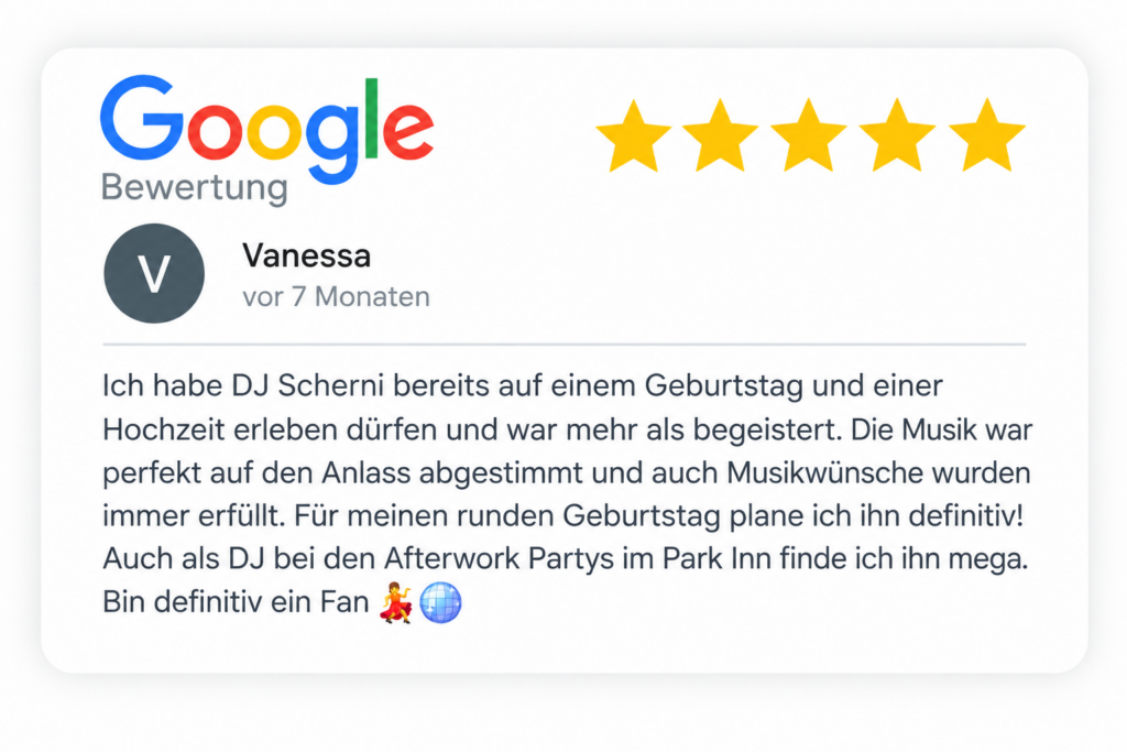 Google Bewertung von DJ-Wismar